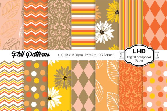 Download Digital Paper Fall - Autumn Warm Colors - Digital paper Collection