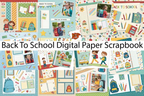 Download Back to School Digital Paper Scrapbook - Digital paper Collection