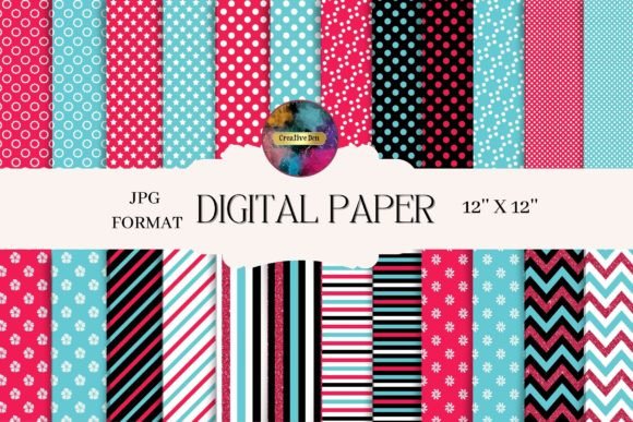 Download Pink, Blue and Black Patterned Paper - Black Collection