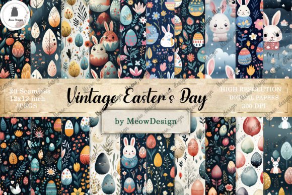Download Vintage Easter Digital Papers - Digital paper Collection