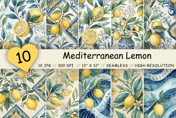 Download Mediterranean Lemon Digital Paper - Digital paper Collection