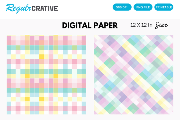 Download Pastel Gingham Digital Paper Pattern - Digital paper Collection