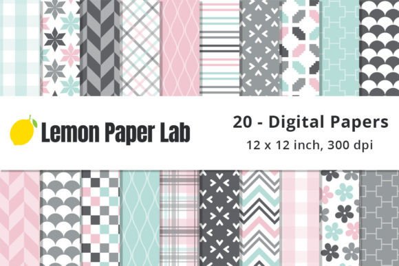 Download Pink and Grey Geometric Digital Papers - Digital paper Collection