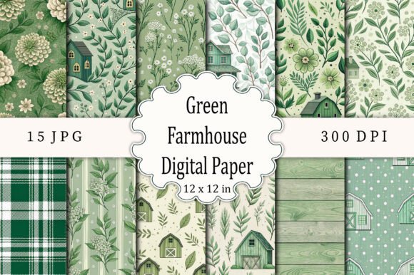 Download Green Farmhouse Digital Paper - Digital paper Collection