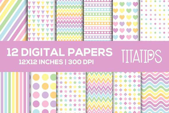 Download Pastel Rainbow Digital Papers Set - Digital paper Collection