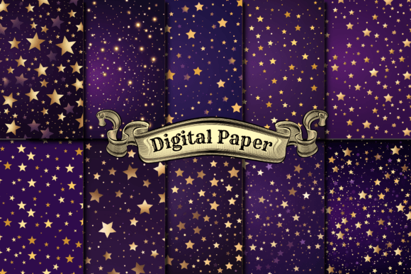 Download Purple Grunge Stars Digital Paper - Digital paper Collection