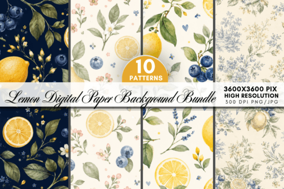 Download Lemon Digital Paper, Lemon Pattern - Digital paper Collection