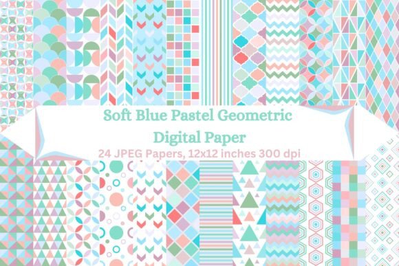 Download Soft Blue Pastel Geometric Digital Paper - Digital paper Collection