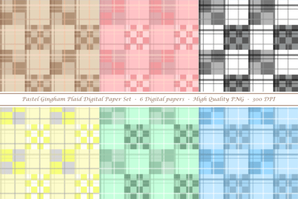 Download Pastel Gingham Plaid Digital Paper Set - Digital paper Collection