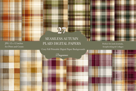 Download Seamless Autumn Plaid Digital Papers - Digital paper Collection