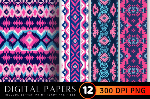 Download Aztec Pink Blue Knitted Digital Paper Ba - Digital paper Collection