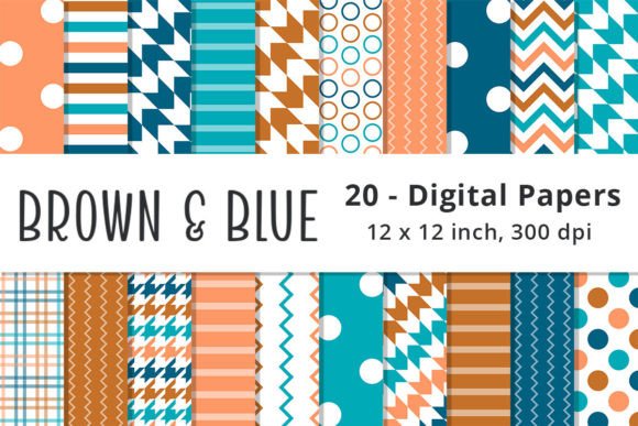 Download Blue and Brown Digital Paper Backgrounds - Digital paper Collection