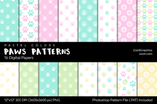 Download Paws Patterns Pastel Digital Papers - Digital paper Collection