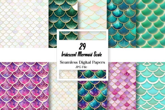 Download Iridescent Mermaid Scale Digital Paper - Digital paper Collection