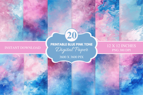 Download Blue Pink Tone Digital Paper Bundle - Digital paper Collection