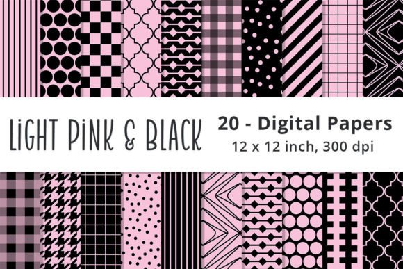 Download Light Pink and Black Scrapbook Papers - Black Collection