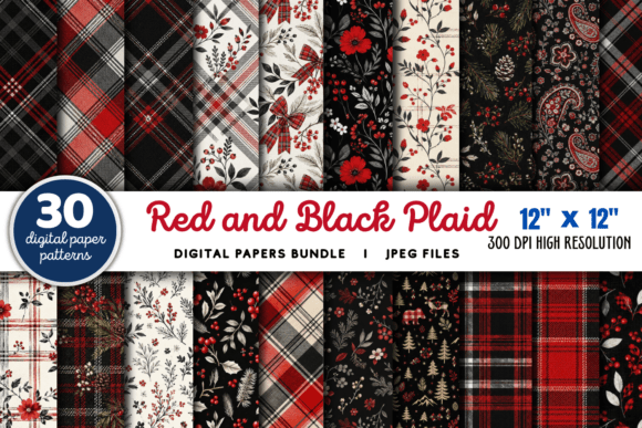 Download Red and Black Plaid Buffalo Paper Bundle - Black Collection