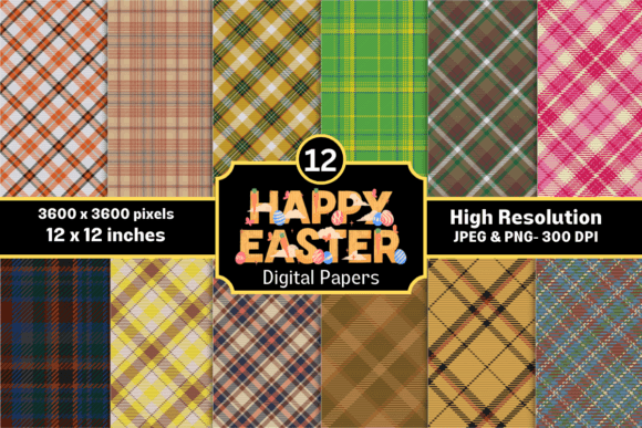 Download Easter Spring Plaid Digital Papers - Digital paper Collection