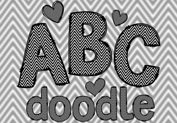 Download Black White Chevron Doodle Letters PNG - Black Collection