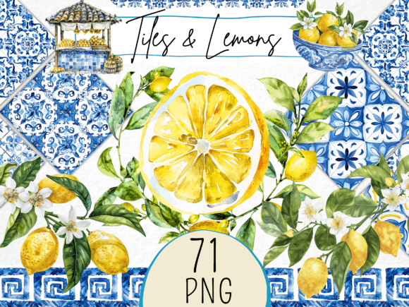 Download Mediterranean Tiles and Lemons Clipart - Lemons Collection