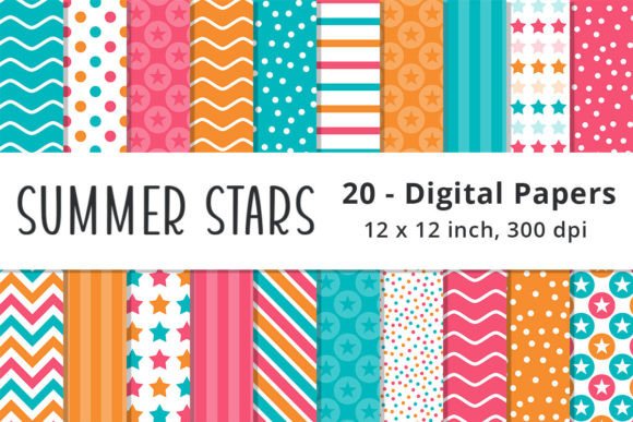 Download Summer Stars Digital Paper Backgrounds - Digital paper Collection