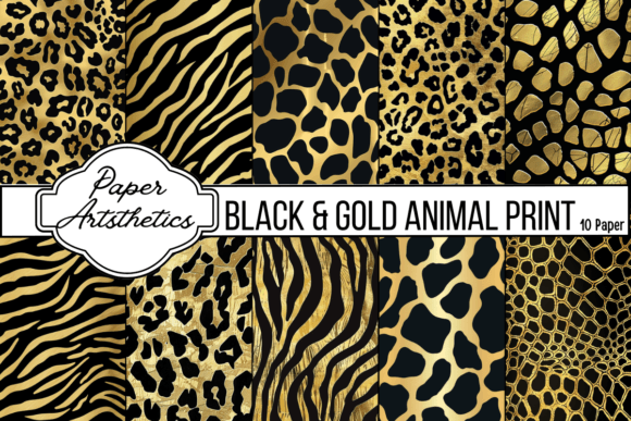 Download Gold and Black Safari Animal Print Paper - Black Collection