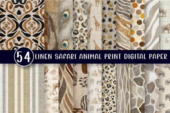 Download Linen Safari Animal Print Digital Paper - Digital paper Collection