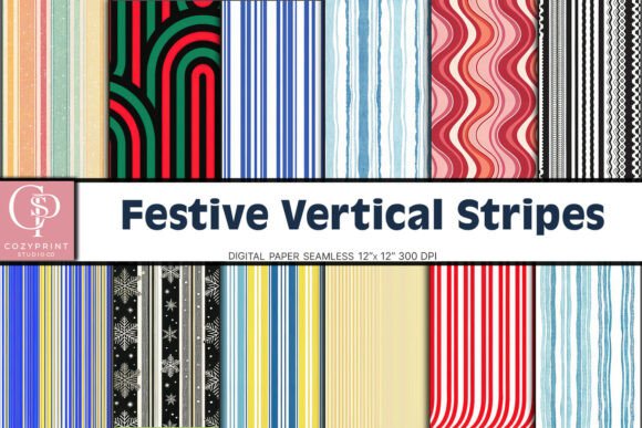 Download Festive Vertical Stripes Digital Paper - Digital paper Collection