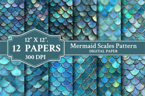 Download Mermaid Scales Pattern Digital Paper - Digital paper Collection