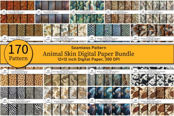Download 170 Animal Skin Digital Paper Bundle - Digital paper Collection