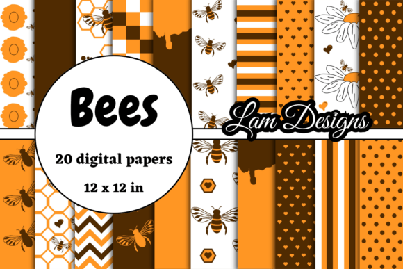 Download Orange and Brown Bees Digital Papers - Digital paper Collection