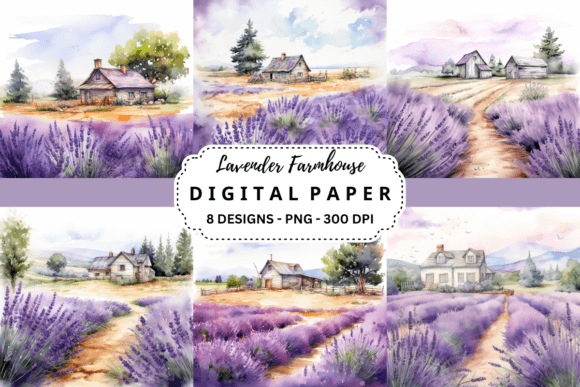 Download Lavender Farmhouse Digital Paper - Digital paper Collection