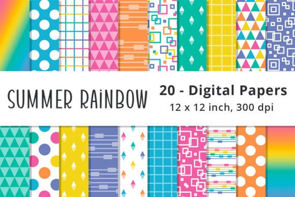 Download Summer Rainbow Colors Digital Papers - Digital paper Collection