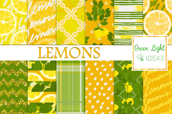 Download Lemons Digital Papers, Citrus Background - Digital paper Collection