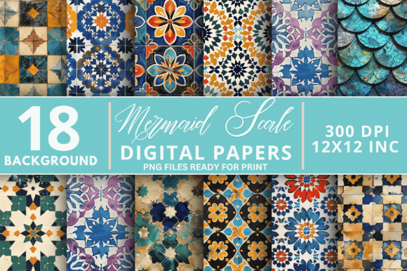 Download Moroccan Tiles Paper Digital Paper Bundl - Digital paper Collection