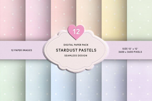 Download Rainbow Pastel Stars Digital Paper Pack - Digital paper Collection