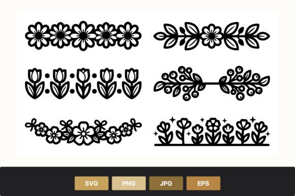 Download Floral Borders Black and White Vector - Black Collection