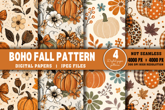Download Boho Fall Pattern, Autumn Digital Paper - Digital paper Collection