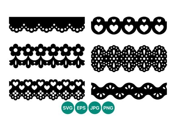 Download Black White Lace Borders Hearts Flowers - Black Collection
