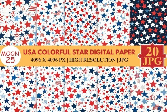Download Usa Colorful Star Digital Paper - Digital paper Collection
