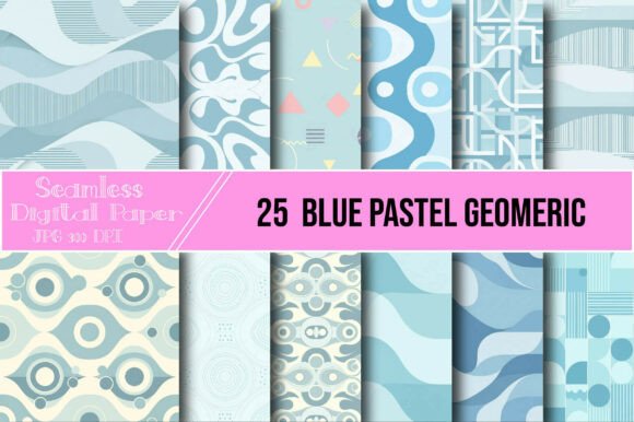 Download Blue Pastel Geometric Digital Paper - Digital paper Collection