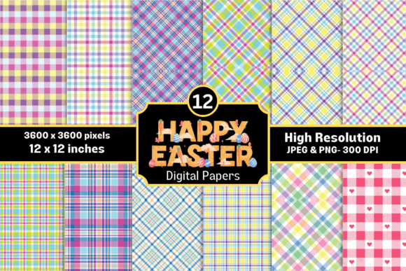 Download Easter Spring Plaid Digital Papers - Digital paper Collection