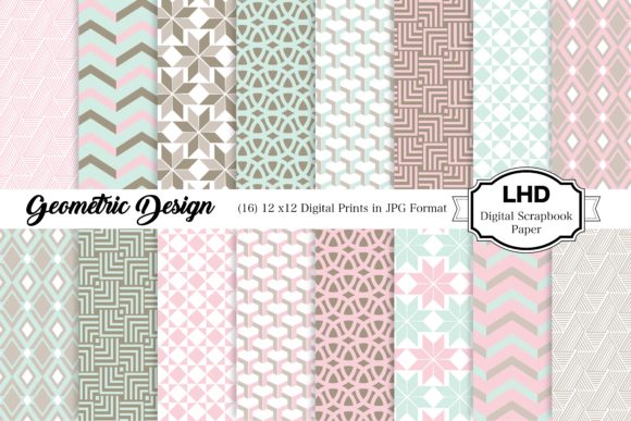 Download Geometric Pastel Digital Paper Patterns - Digital paper Collection