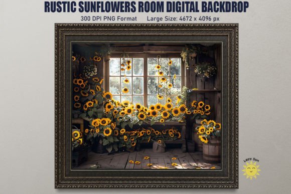 Download Rustic Sunflowers Room Digital Backdrop - Digital backdrop Collection