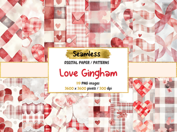 Download Love Gingham Seamless Digital Paper - Digital paper Collection