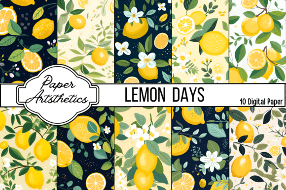 Download Lemon Digital Paper Pattern Lemon Garden - Digital paper Collection