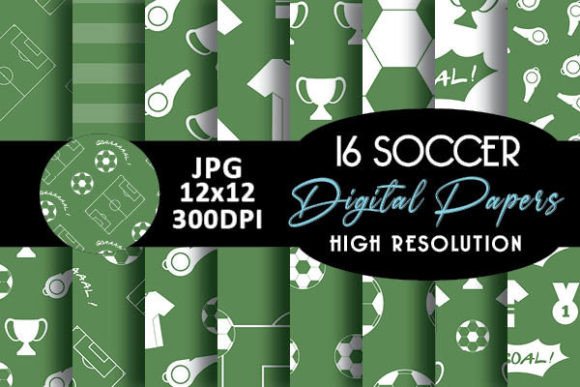 Download Green Soccer Digital Papers Pattern - Digital paper Collection