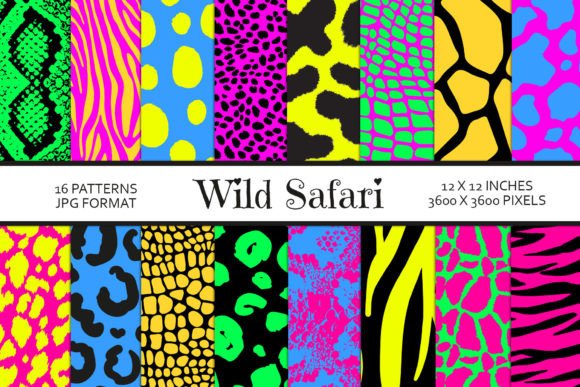 Download Neon Safari Animal Print Digital Paper - Digital paper Collection