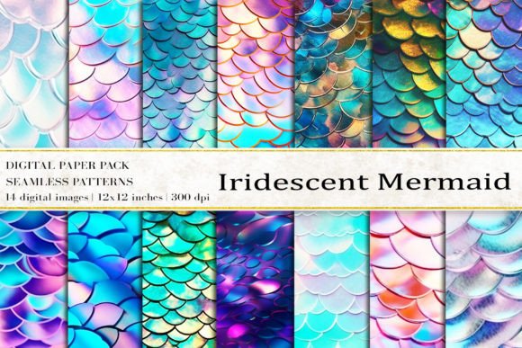 Download Iridescent Mermaid Digital Papers - Digital paper Collection
