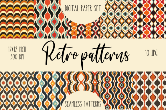Download Retro Patterns Seamless Digital Paper - Digital paper Collection